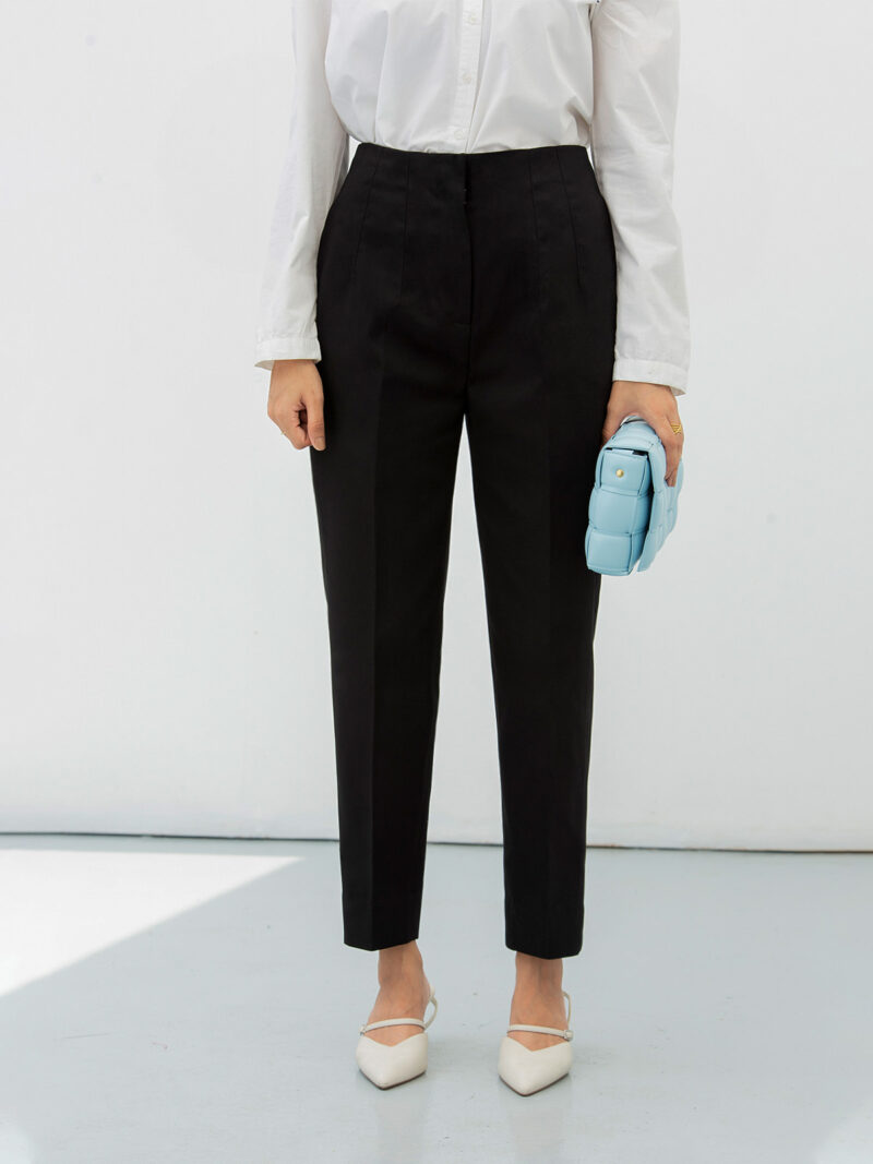 Black High Rise Fitted Pants