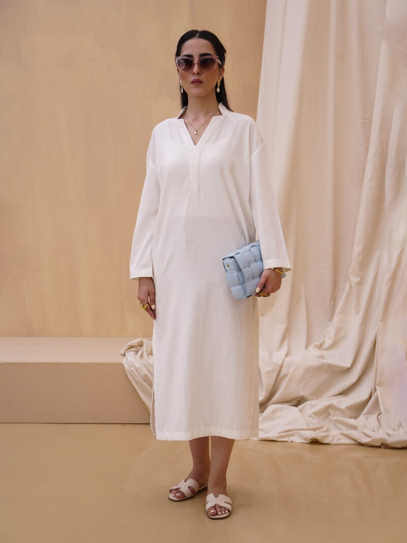 White Linen Shirt Dress