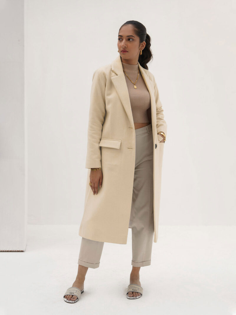 Beige Wool Blend Coat
