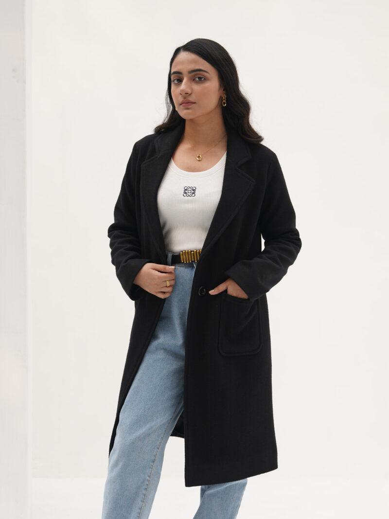 Black Wool Blend Coat