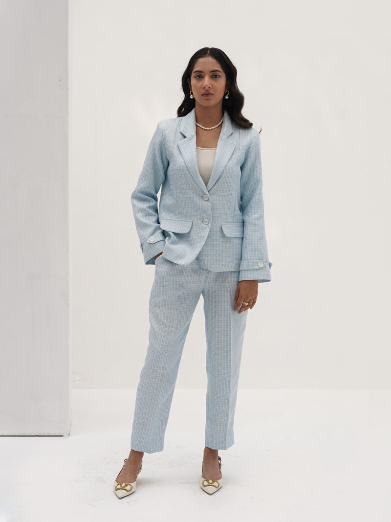Blue Textured Tweed Co-ord