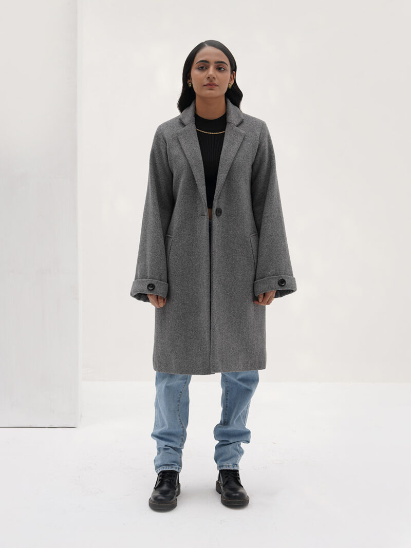 Grey Wool Blend Coat