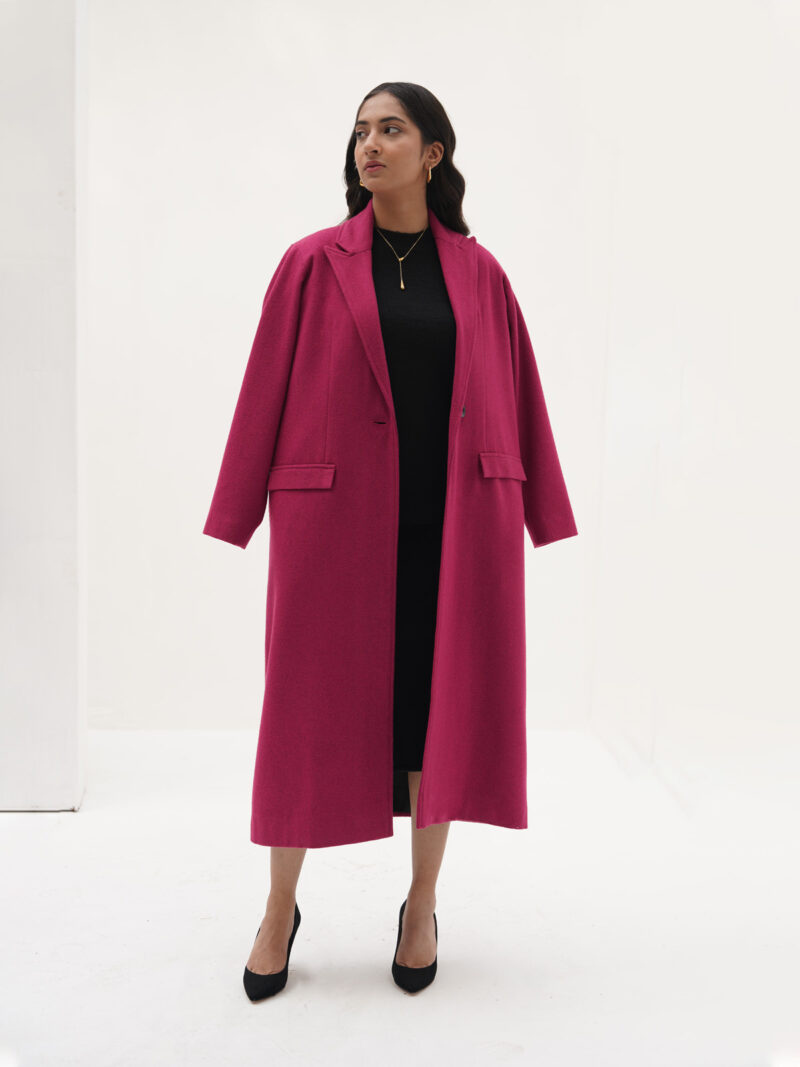 Magenta Wool Blend Coat