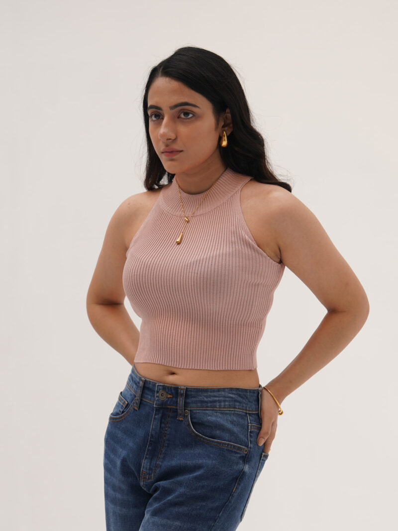 Tea Pink Cropped Knitted Tank