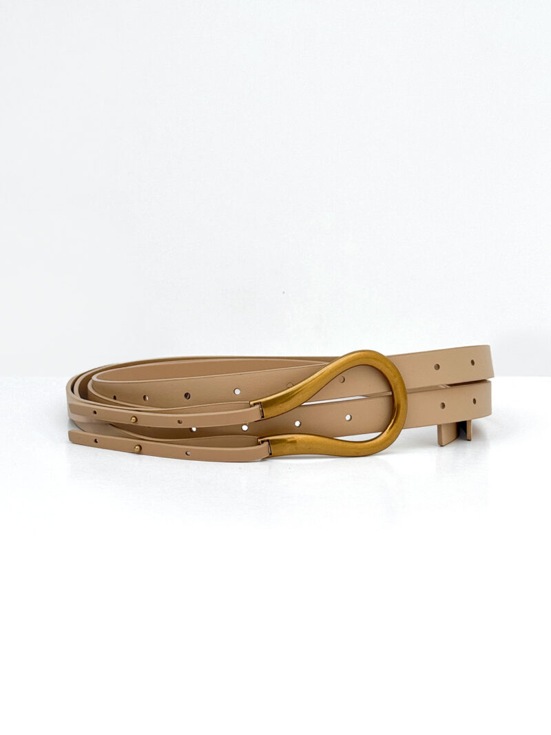 Mini horse buckle belt - beige