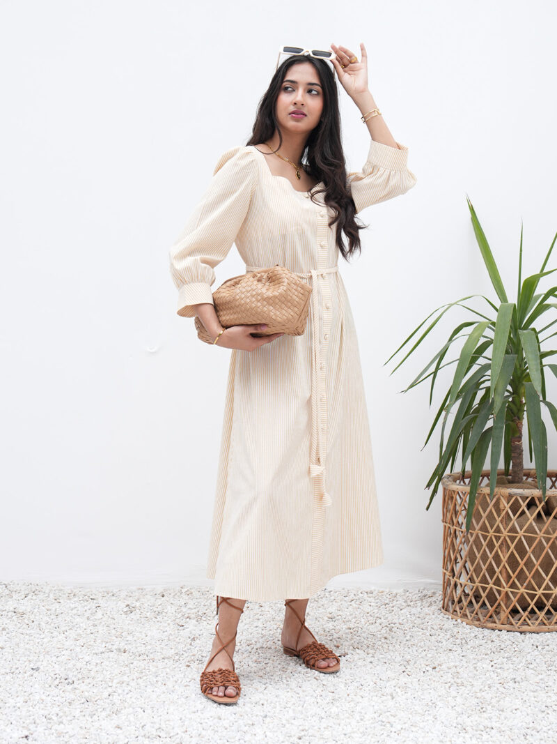 Sunny Striped Square Neck Dress