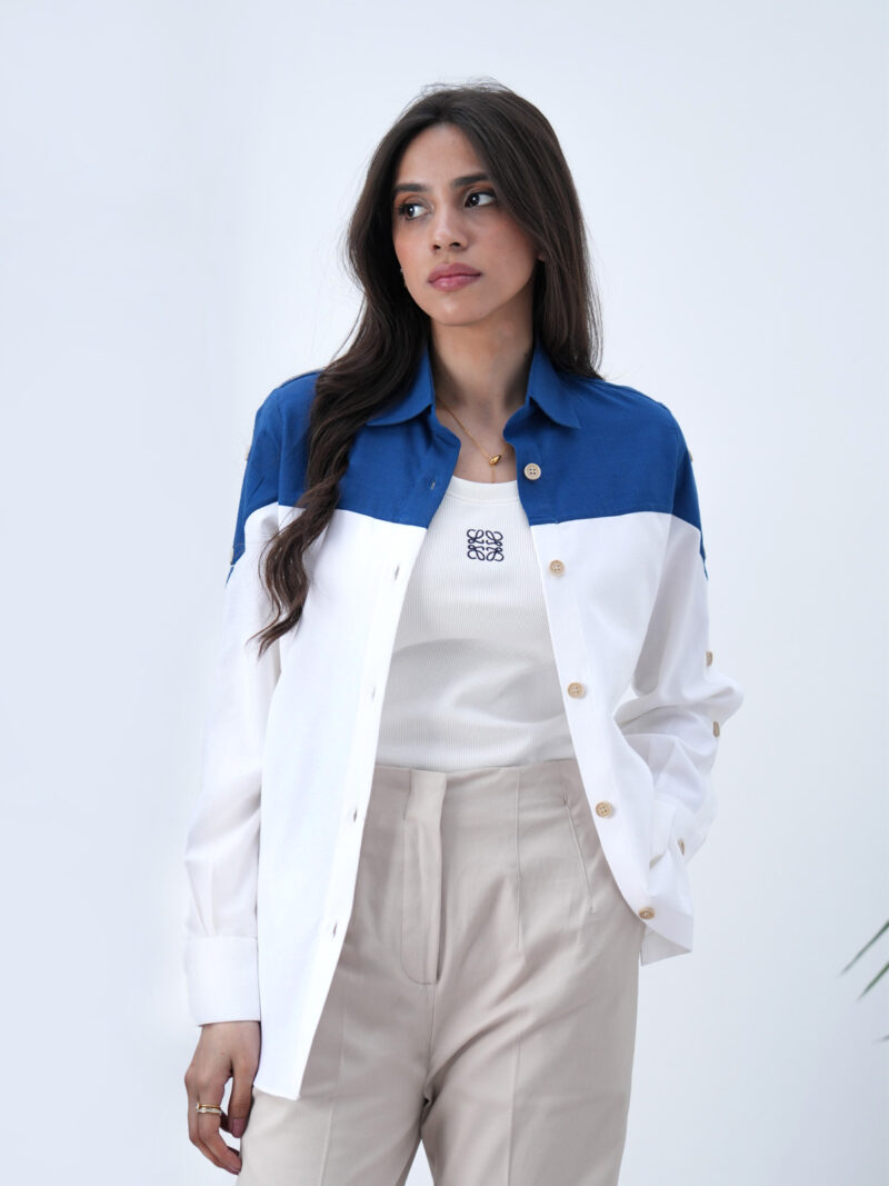 Hue Blocked Button Down Shirt