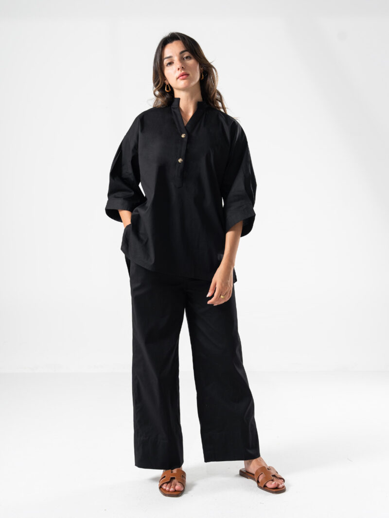 Black linen minimal co-ord