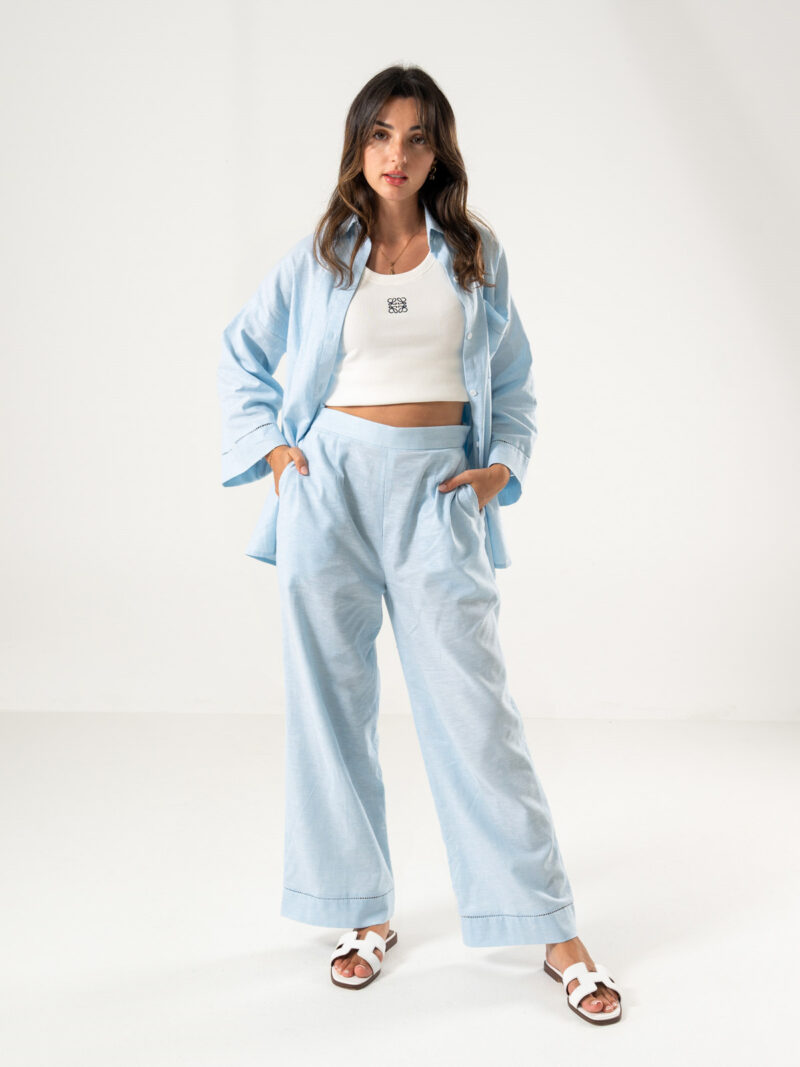 Sky Blue Linen Ensemble