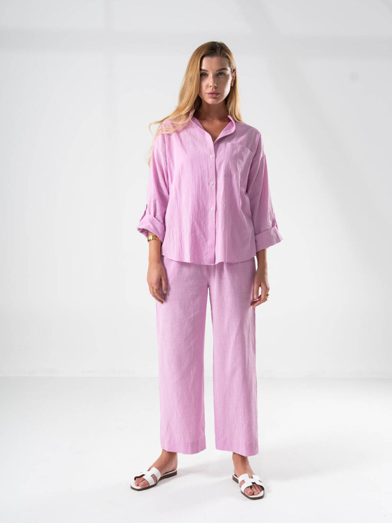 French lilac linen co-ord