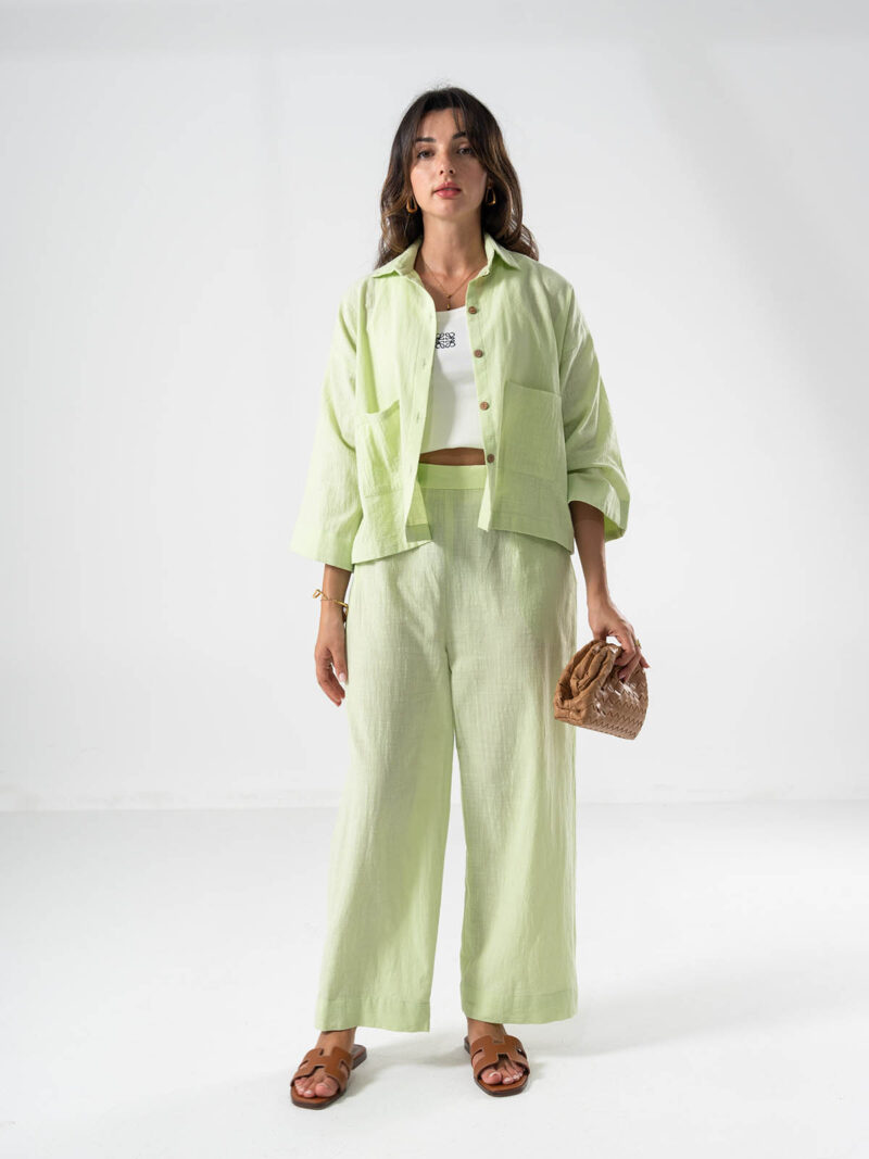 Muse green linen co-ord