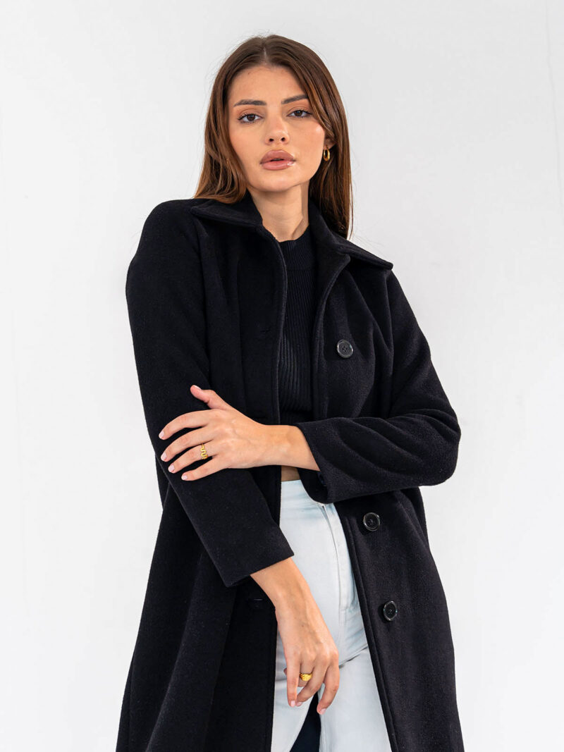 black collared wool blend coat