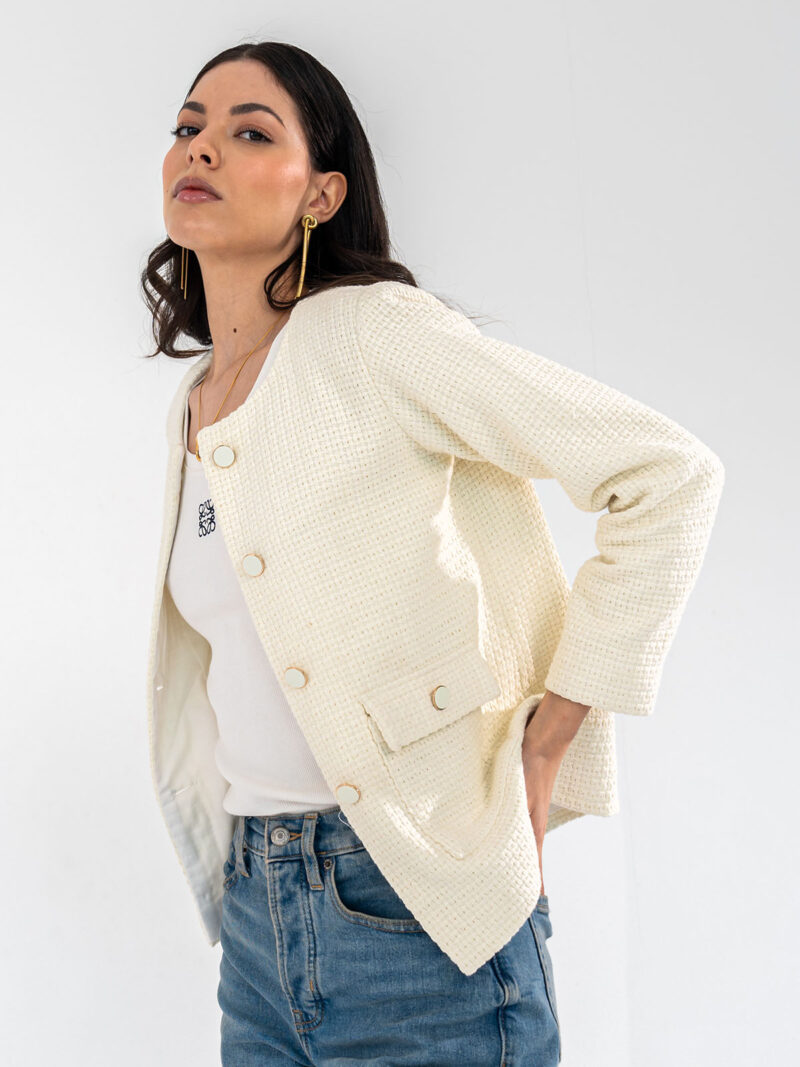 Off-white tweed jacket