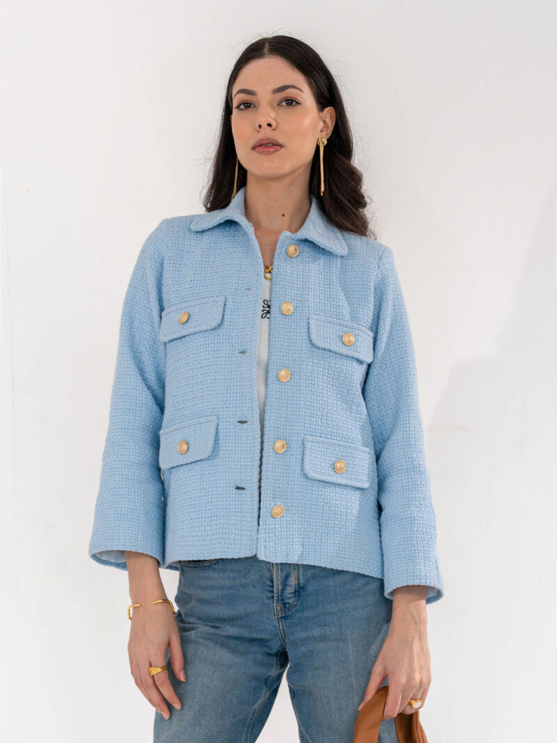 Pastel blue tweed blazer