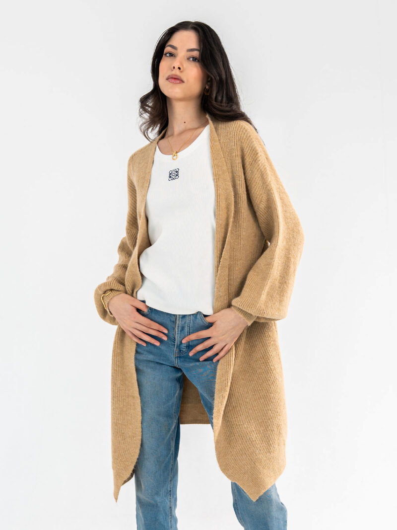 Khaki knitted cardigan