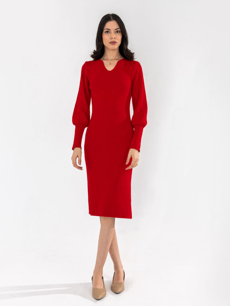 Crimson knit dress