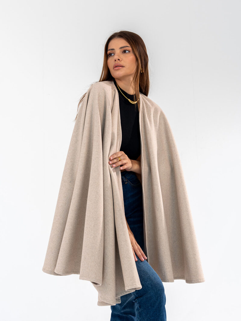 Beige wool cape