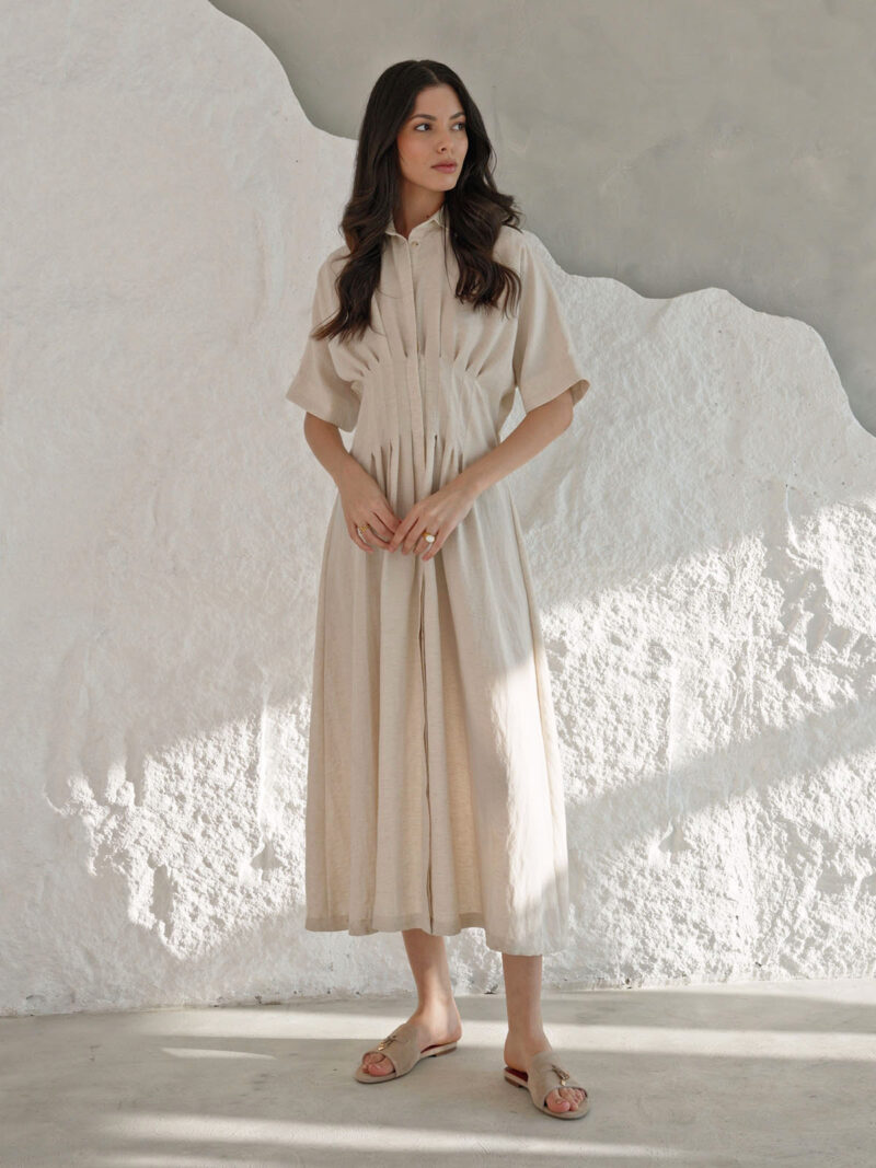 Pleated kaftan dress