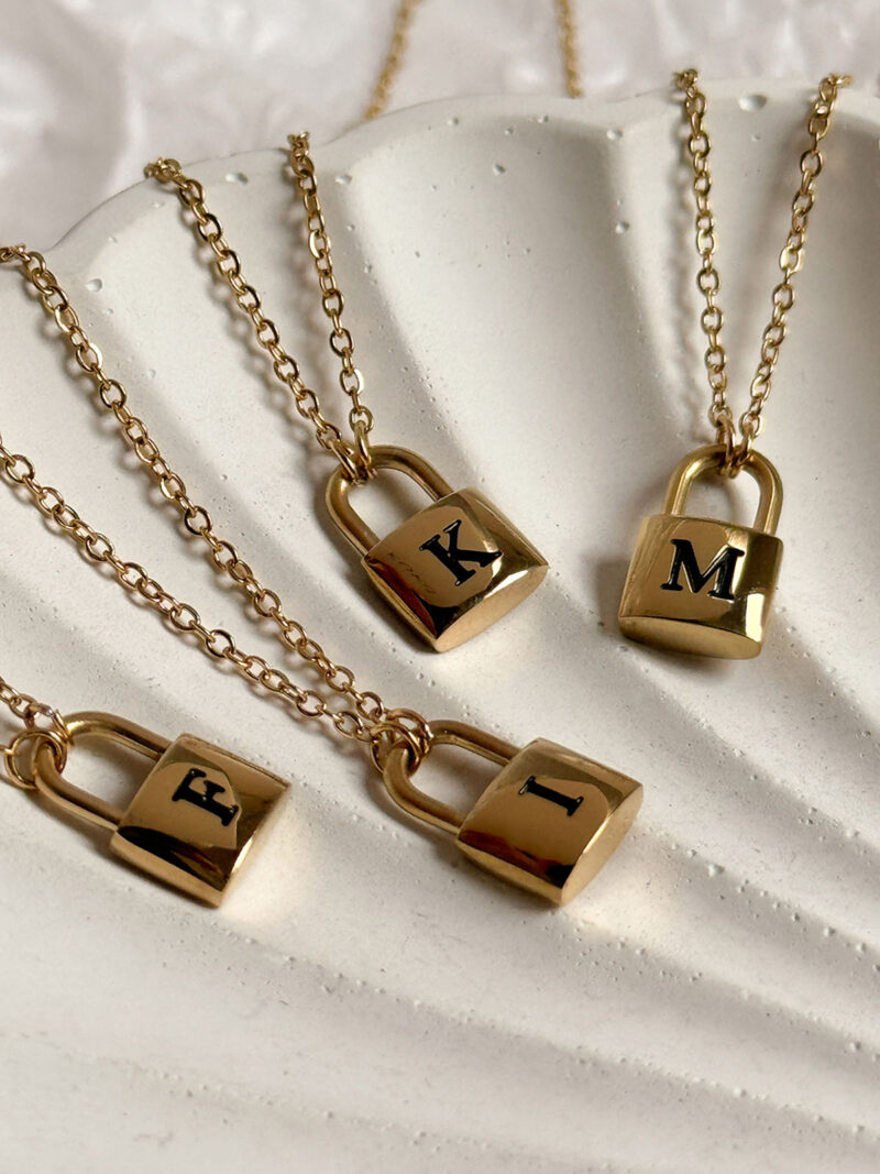 Little Padlock Initial Necklace