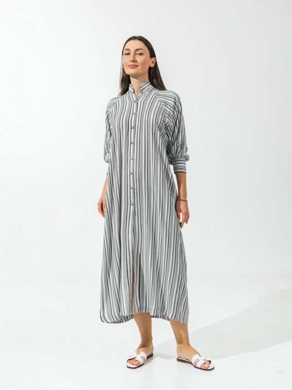 Charcoal White Striped Dress