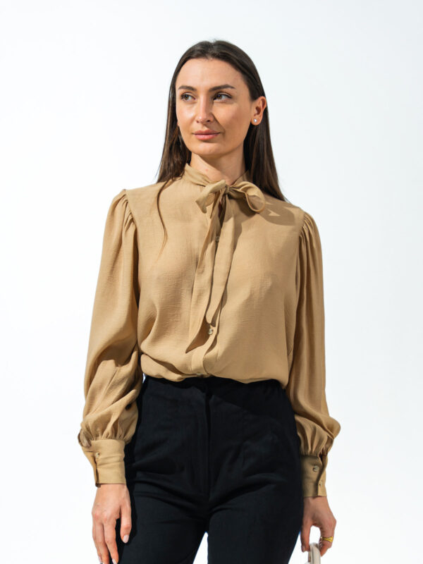 Tie-neck silk top