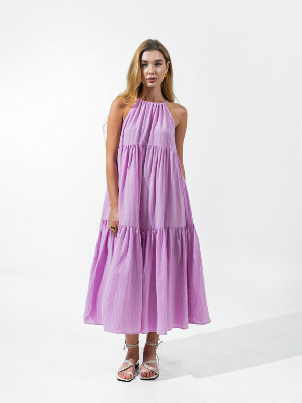 Lavender Linen Flared Dress