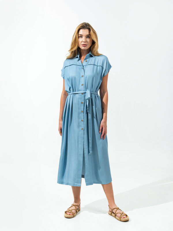 Ice Blue Belted Dress