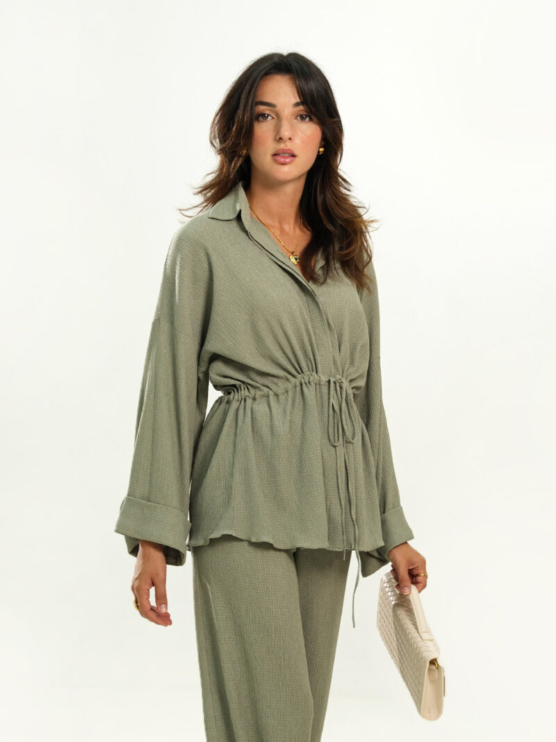 Olive haze drawstring shirt