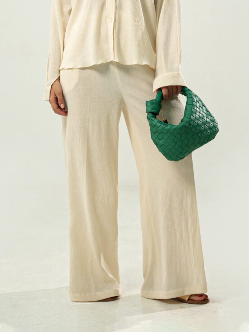 Ivory textured trousers