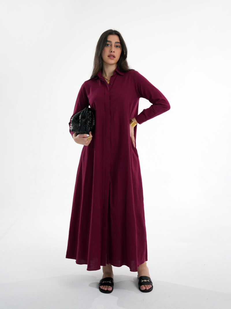 Burgundy Linen Maxi Dress
