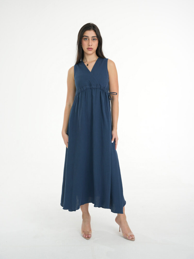 NAVY CINCH WAIST DRESS