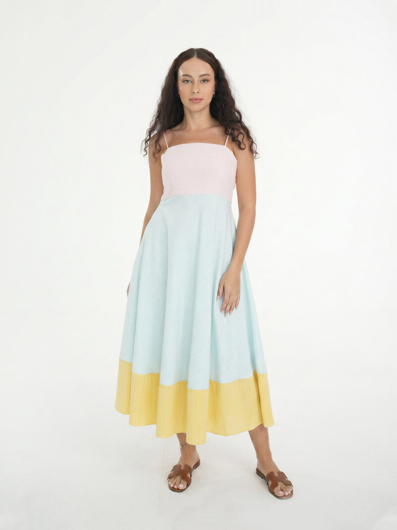 COLOUR BLOCK MAXI DRESS